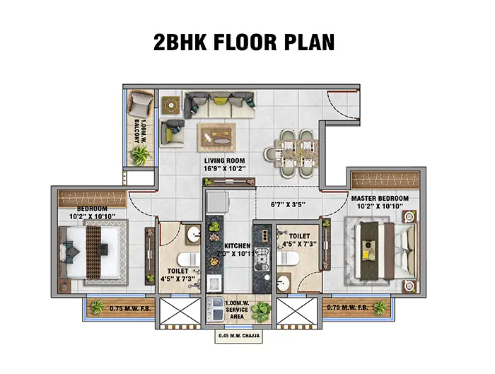 1 BHK Floor Plan - Haware My First Home Kalyan